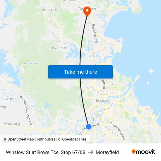 Winslow St at Rowe Tce, Stop 67/68 to Morayfield map