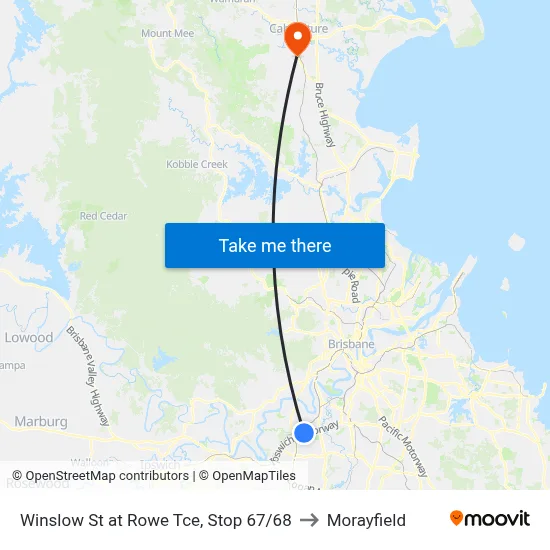 Winslow St at Rowe Tce, Stop 67/68 to Morayfield map