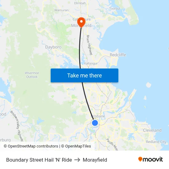 Boundary Street Hail 'N' Ride to Morayfield map