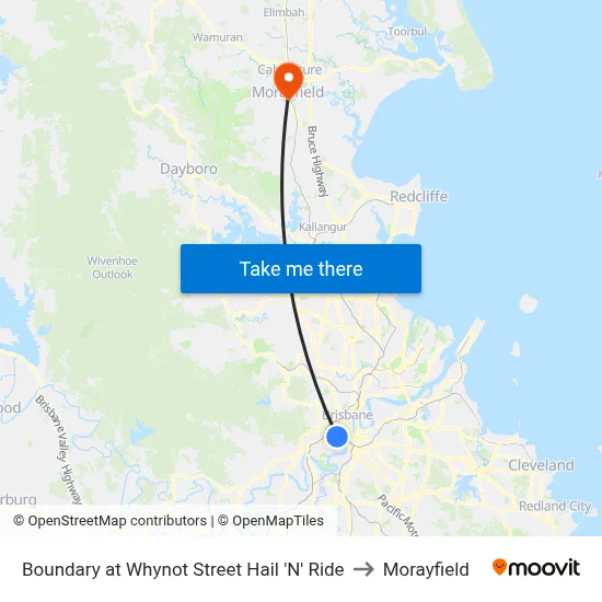 Boundary at Whynot Street Hail 'N' Ride to Morayfield map