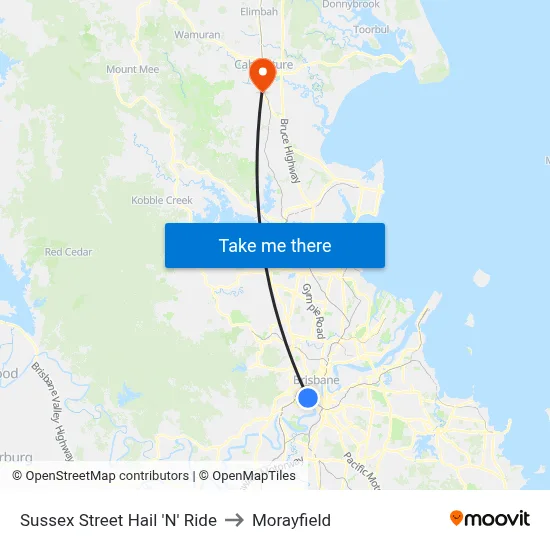 Sussex Street Hail 'N' Ride to Morayfield map