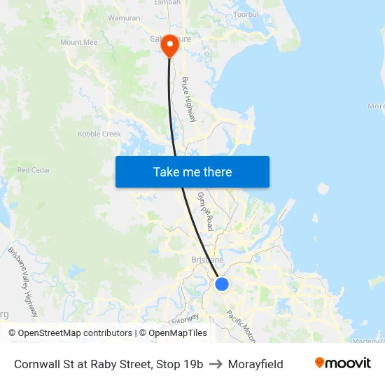 Cornwall St at Raby Street, Stop 19b to Morayfield map