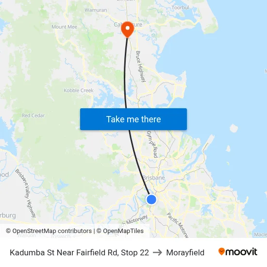 Kadumba St Near Fairfield Rd, Stop 22 to Morayfield map