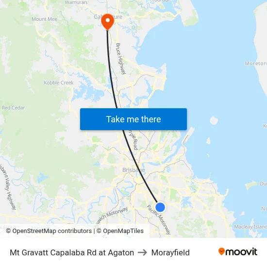 Mt Gravatt Capalaba Rd at Agaton to Morayfield map