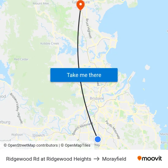 Ridgewood Rd at Ridgewood Heights to Morayfield map