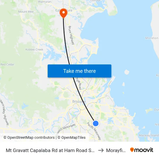 Mt Gravatt Capalaba Rd at Ham Road South to Morayfield map