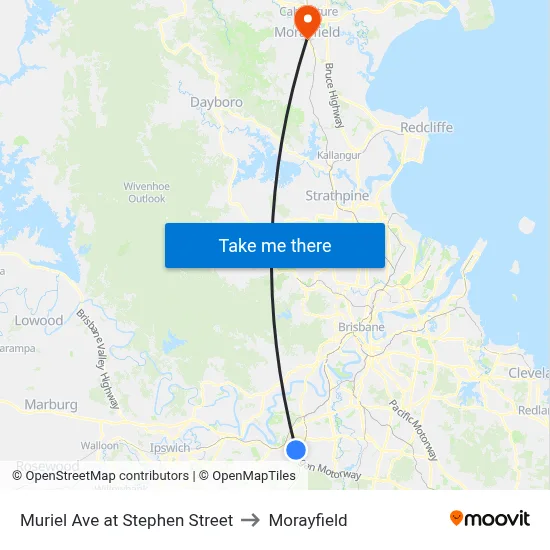 Muriel Ave at Stephen Street to Morayfield map