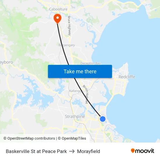 Baskerville St at Peace Park to Morayfield map