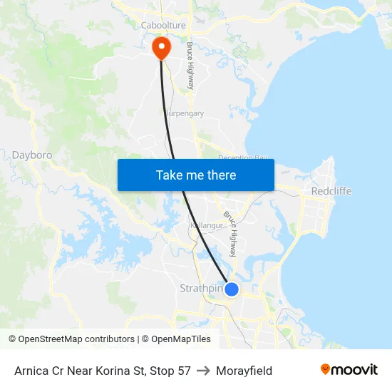 Arnica Cr Near Korina St, Stop 57 to Morayfield map