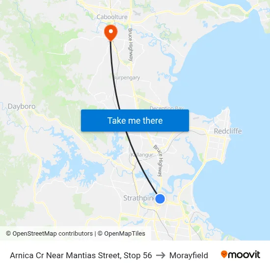 Arnica Cr Near Mantias Street, Stop 56 to Morayfield map