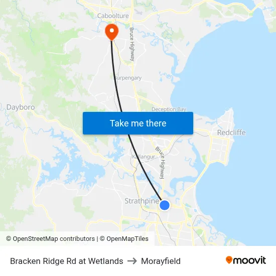 Bracken Ridge Rd at Wetlands to Morayfield map