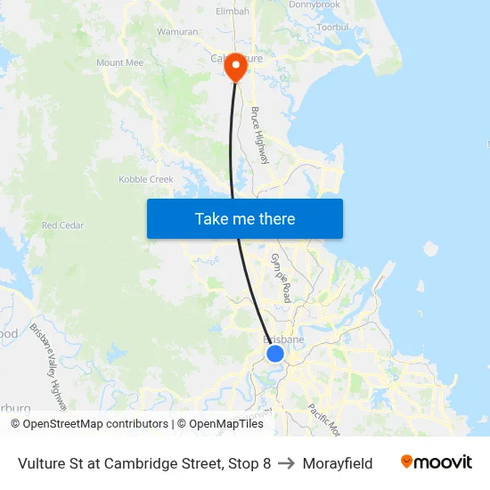 Vulture St at Cambridge Street, Stop 8 to Morayfield map