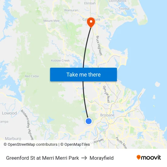 Greenford St at Merri Merri Park to Morayfield map