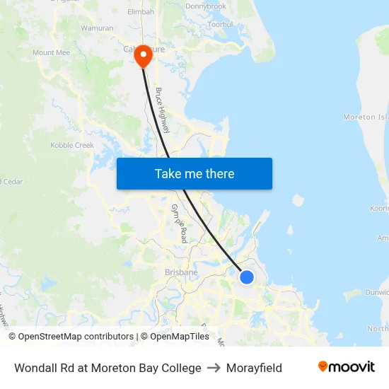 Wondall Rd at Moreton Bay College to Morayfield map