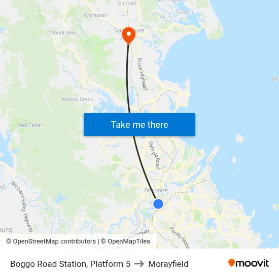 Boggo Road Station, Platform 5 to Morayfield map