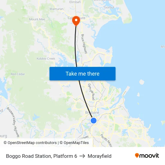 Boggo Road Station, Platform 6 to Morayfield map