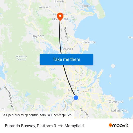 Buranda Busway, Platform 3 to Morayfield map