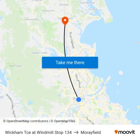 Wickham Tce at Windmill Stop 134 to Morayfield map