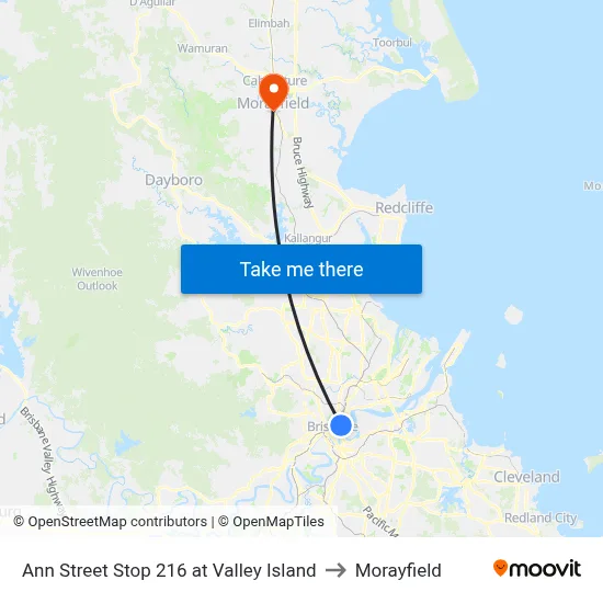 Ann Street Stop 216 at Valley Island to Morayfield map