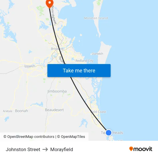Johnston Street to Morayfield map