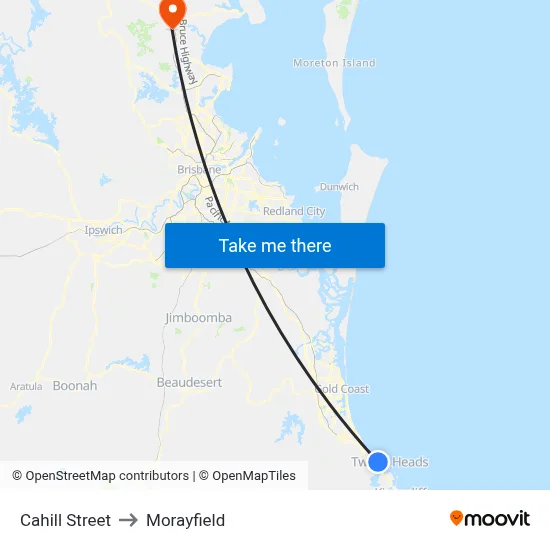 Cahill Street to Morayfield map