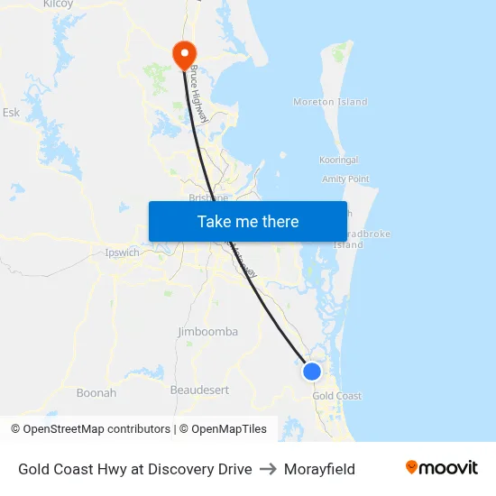 Gold Coast Hwy at Discovery Drive to Morayfield map