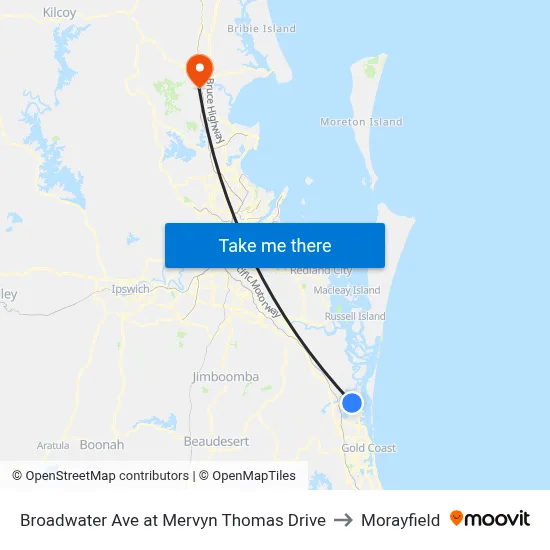 Broadwater Ave at Mervyn Thomas Drive to Morayfield map