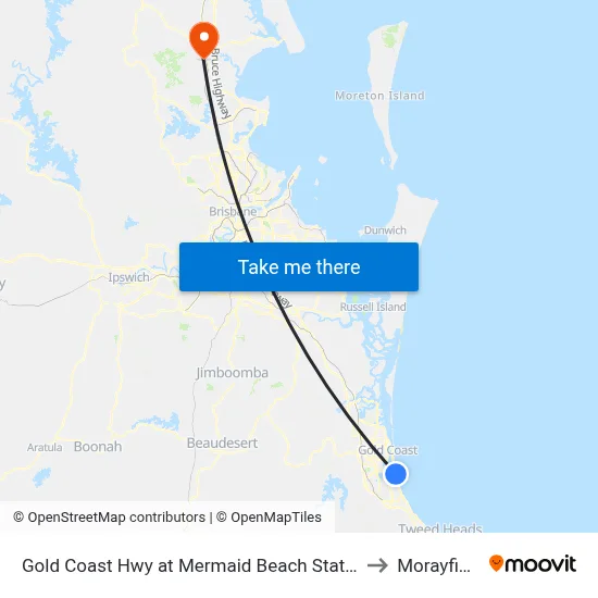 Gold Coast Hwy at Mermaid Beach Station to Morayfield map