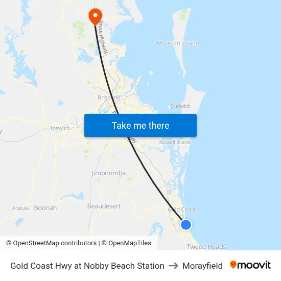 Gold Coast Hwy at Nobby Beach Station to Morayfield map