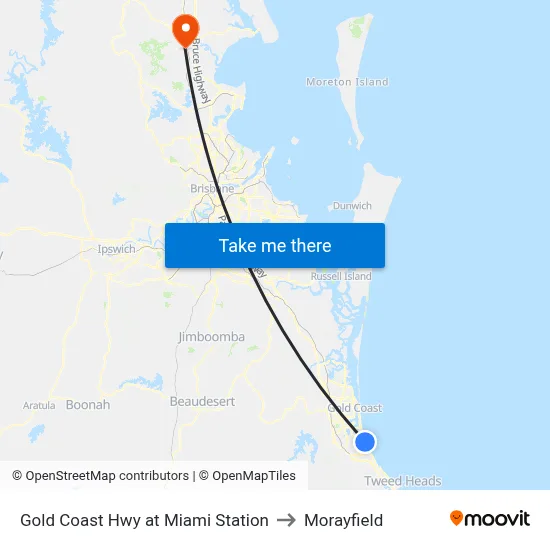Gold Coast Hwy at Miami Station to Morayfield map