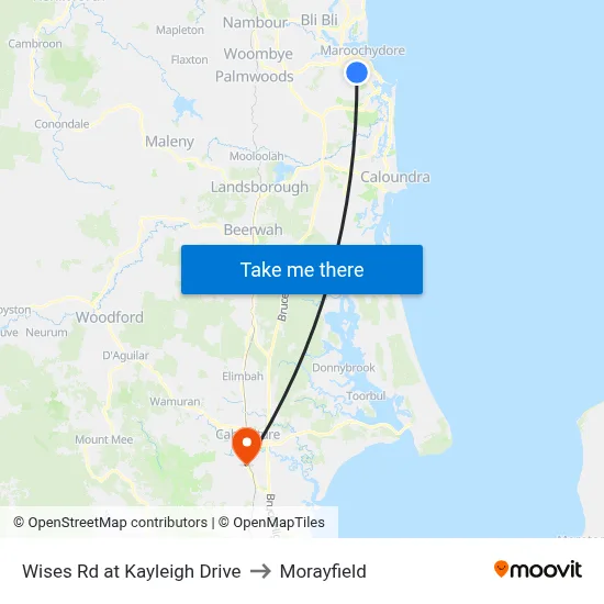 Wises Rd at Kayleigh Drive to Morayfield map