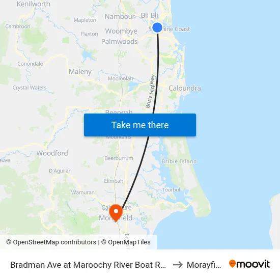 Bradman Ave at Maroochy River Boat Ramp to Morayfield map