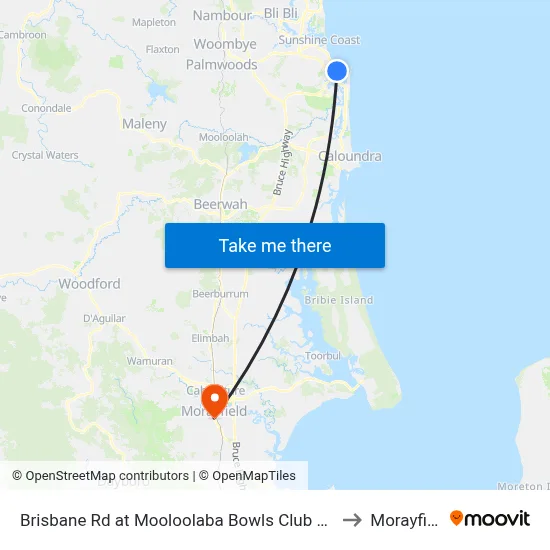 Brisbane Rd at Mooloolaba Bowls Club Closed to Morayfield map