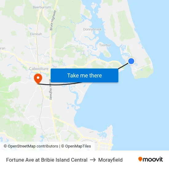 Fortune Ave at Bribie Island Central to Morayfield map
