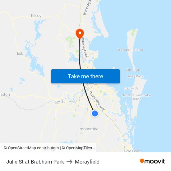 Julie St at Brabham Park to Morayfield map