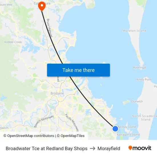 Broadwater Tce at Redland Bay Shops to Morayfield map