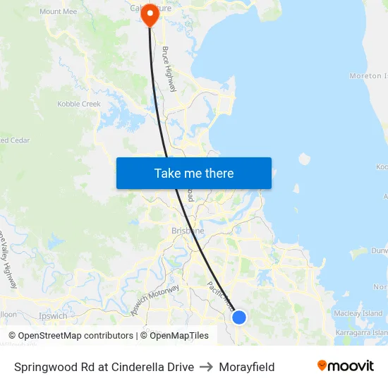 Springwood Rd at Cinderella Drive to Morayfield map