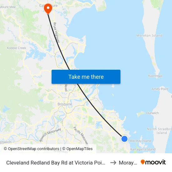 Cleveland Redland Bay Rd at Victoria Point High School to Morayfield map