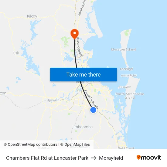 Chambers Flat Rd at Lancaster Park to Morayfield map