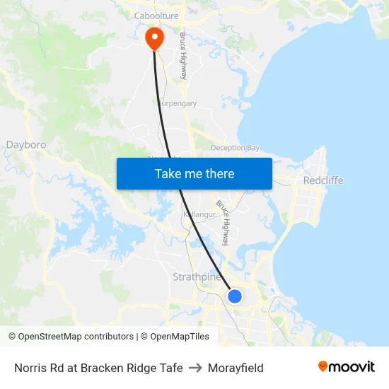 Norris Rd at Bracken Ridge Tafe to Morayfield map