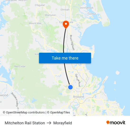 Mitchelton Rail Station to Morayfield map