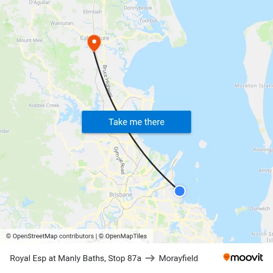 Royal Esp at Manly Baths, Stop 87a to Morayfield map