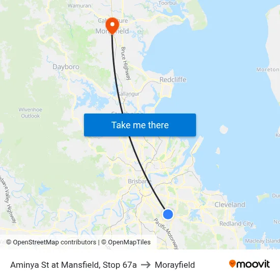 Aminya St at Mansfield, Stop 67a to Morayfield map