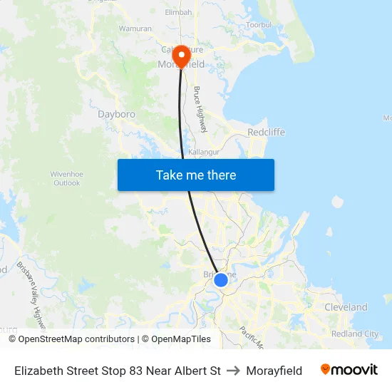 Elizabeth Street Stop 83 Near Albert St to Morayfield map