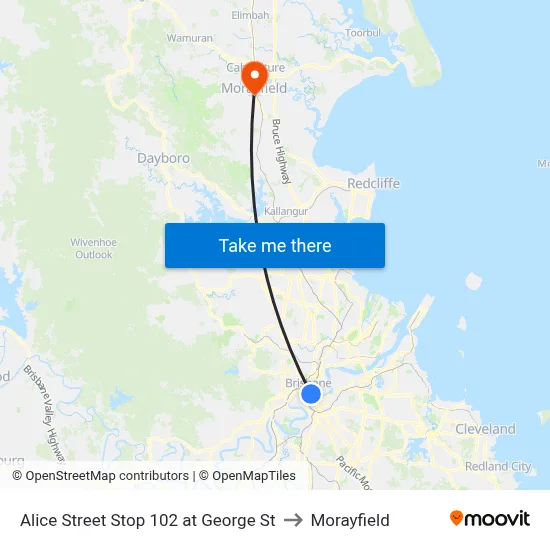 Alice Street Stop 102 at George St to Morayfield map