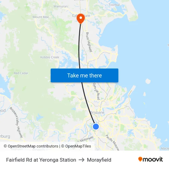 Fairfield Rd at Yeronga Station to Morayfield map