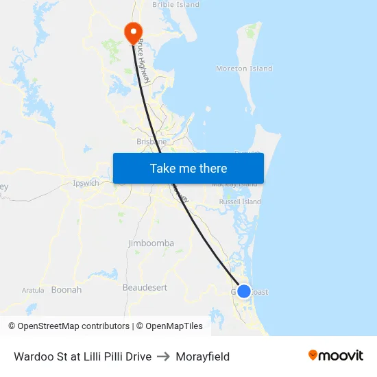 Wardoo St at Lilli Pilli Drive to Morayfield map