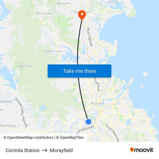 Corinda Station to Morayfield map