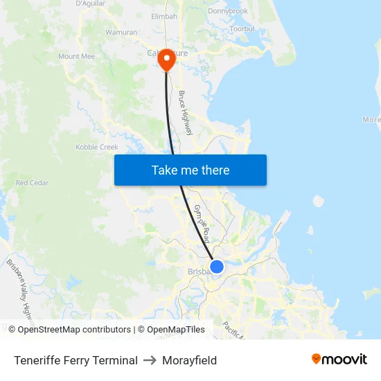Teneriffe Ferry Terminal to Morayfield map