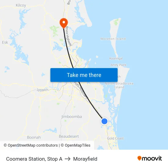 Coomera Station, Stop A to Morayfield map